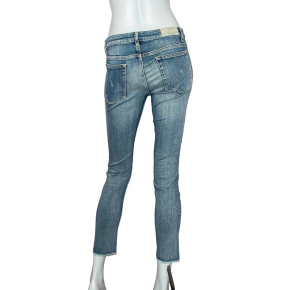 IRO JEANS Size 30 Skinny Denim Jeans Blue Raw Hem - Picture 5 of 10